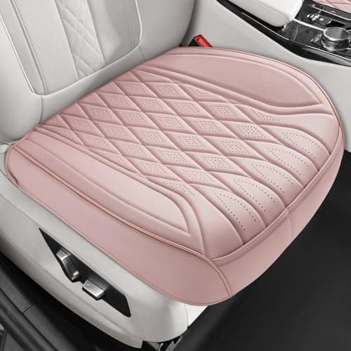 EQUIDEVDY 2 Pack Leather Bottom Car Seat Covers,Front Seat Covers for Cars,Driver Car Seat Cover,Luxury Faux Leather Seat Protectors,Full Wrap,Waterproof,for Most Vehicles,Sedan,SUV,Truck (Pink) - Image 1