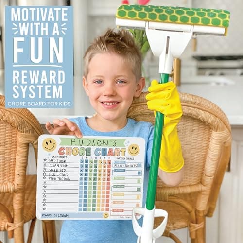 Hadley Designs Magnetic Chore Chart for Kids – Reward Chart for Kids, Dry Erase Responsibility Board for Children at Home, Fridge Behavior Tracker for Daily & Weekly Tasks, Green Toddler Chore Board - Thumbnail 6