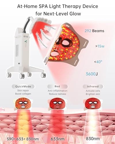 Infrared Red Light Therapy Mask: High Power for Glowing Skin – Ultra-Thin 1.8mm 4.6oz, 830nm 633nm 590nm, Red light therapy for face Luxury Gift - Thumbnail 2