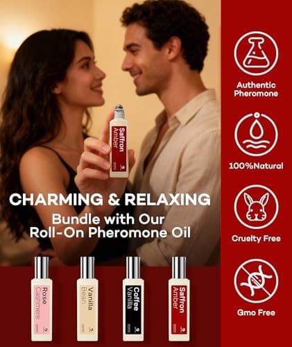 purefittech Pheromones Perfume Oil for Women, Long Lasting Saffron Amber Roll-on Fragrance, Pure Essential Oil Parfume, 0.34 fl oz (10ml) Travel Size, Made in USA - Thumbnail 3
