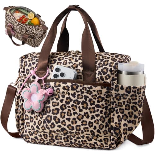 LOVEVOOK Insulated Lunch Bag Women, Adult Lunch Box for Women Work, Large Leakproof Cooler lunch Bags for Picnic Beach Family College, Lunch Teacher Tote Bag with Adjustable Shoulder Strap Cup Holder - Image 1