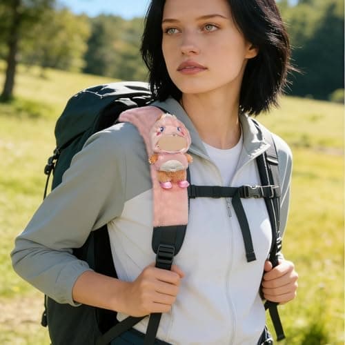 Gtsrlp Car Seat Belt Cover Pad Secure 17cm Dolls in the Seatbelt Cushion, Cute Chic Car Companions Doll Accessories, Interchangeable Doll for Display, Pink(No Doll) - Thumbnail 6