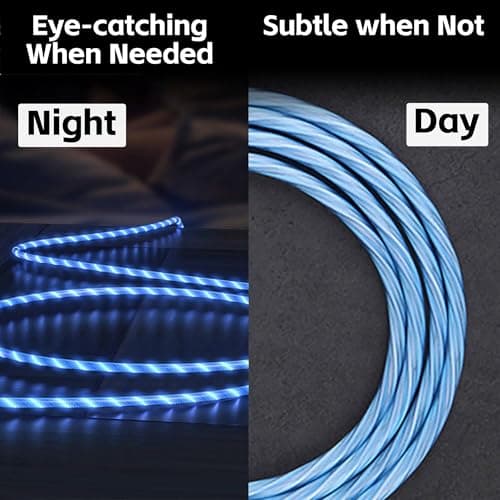 3-Pack 3.3FT USB C Charging Cables, Flowing Light Up Charger Cord, Compatible with Samsung Galaxy, iPhone 16/15, iPad, and More (Blue, Green, Pink with Red Light) - Thumbnail 2