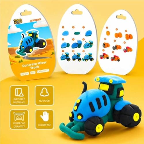 Air Dry Clay Kit for Kids – 12 Pack Construction Vehicles Modeling Clay Set - Thumbnail 3