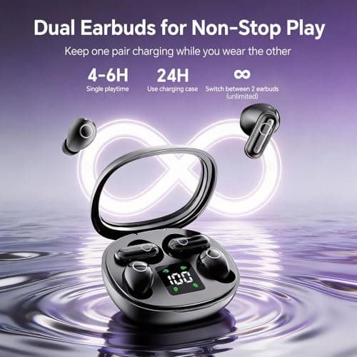 Xmenha Mini Invisible Small Earbuds Set Sleep Ear Buds Purple Wireless Bluetooth for Small Ears Canals Side Sleepers Tiny Micro Low Profile Smallest Hidden Discreet Earbuds 2 Pack Headphones for Work - Thumbnail 5