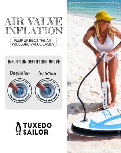 Tuxedo Sailor 10'6"×33"×6" Inflatable Stand Up Paddle Board with SUP Accessories, Anti-Slip EVA Deck and Large Fin, Paddle Boards for Adults & Youth of All Skill Levels - Thumbnail 5