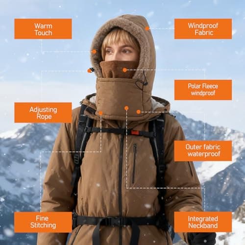 Balaclava Fleece Ski Mask for Men Women with Face Cover, Water Repellent Windproof for Extreme Cold Weather Skiing Motorcycle Black - Thumbnail 6