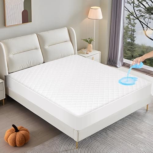 GUHER Waterproof Mattress Protector Twin XL Size,Breathable Bed Cover 3D Air Fabric Mattress Pad Cover,Noiseless＆Ultra-Soft Washable Bed Cover with 6"-14" Deep Pocket (White) - Image 1