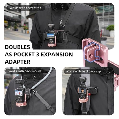 Flymile Pocket 3 Magnetic Mount Stand, Expansion Adapter Magnet Holder ＆ Cold Shoe for Xtra Muse 180° Adjustable Handle Aluminum Metal Clamp Frame Case Desk Base for DJI Osmo Pocket 3 Pink Accessories - Thumbnail 5
