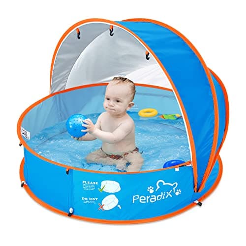 Peradix Paddling Pool for Kids & Pets Infant Ball Pit Tent, Baby Beach Tent, Toddler Wading Pool UV Sun Shelter Canopy with Mosquito Net, Portable Pop Up Tent Summer Beach Toys for Child - Image 1
