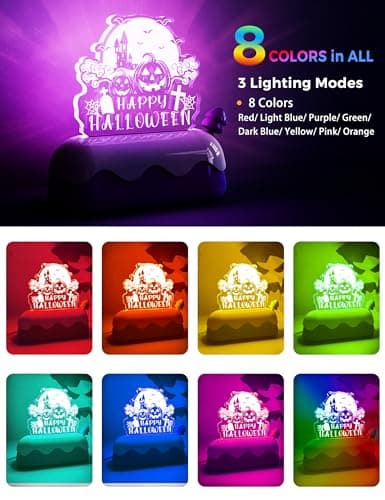 LOHAS Halloween Night Light for Kids, Pumpkin Night Lights, USB Rechargeable, Color Changing RGB, Lamp for Adults, Children, Room Décor - Thumbnail 2
