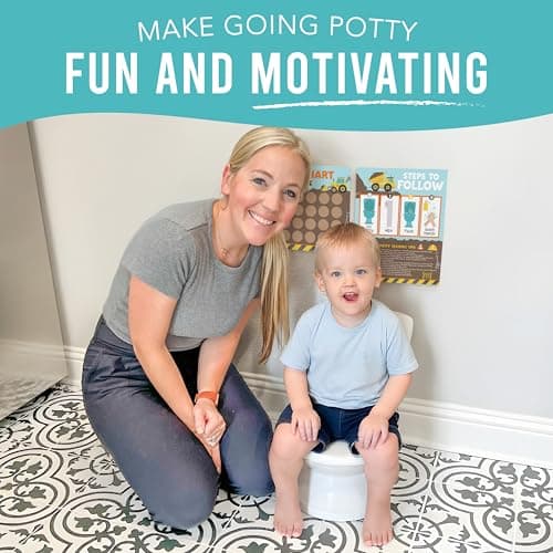Hadley Designs Potty Training Chart for Toddlers Boys -10 Sticker Potty Chart for Toddlers Boys, 8.5x11" Potty Training Sticker Charts for Toilet Success, Construction Toddler Reward Chart for Kids - Thumbnail 6