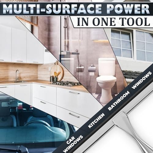 Shower Door Squeegee with Adhesive & Hanging Hooks, 12" Silicone Blade - Stainless Steel All-Purpose Squeegee for Shower Glass, Bathroom Mirror Cleaner Tool Suitable for Tile Walls - Multi-Surface Use - Thumbnail 6