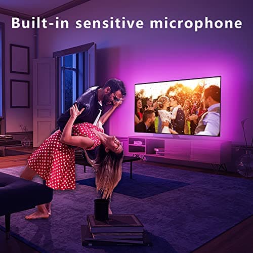 dalattin 12.5ft Led Lights for TV, 40-55 Inch USB RGB LED Strip Lights, TV Backlight with Remote Built-in MIC Music Sync, Bluetooth APP Control Led Lights for Gaming Bedroom, HDTV Mood Lighting - Thumbnail 4