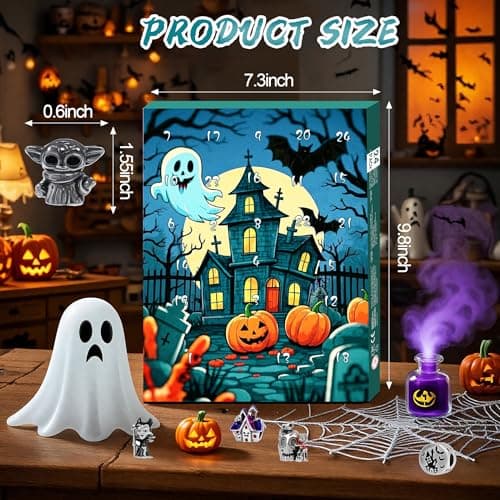 2026 Advent Calendar Halloween Christmas 24 Day Countdown Calendar with DIY Glow in the Dark & Cat's Eye Beaded Bracelet, Surprise Halloween Christmas Jewelry Gift for Kids Girls Daughter Niece Granddaughter - Thumbnail 6