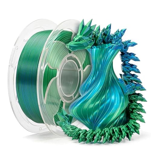 1.75mm PLA Filament Silk Dual Bi Color Blue Green, Coextrusion 3D Printer Filament with Shiny Silk Rainbow Color, 1kg (2.2lbs) Spool Neatly Wound Smooth Color Transition 3D Printing Filament - Image 1