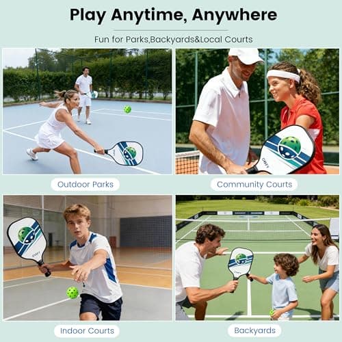 Pickleball Paddles Set of 2, Fiberglass Pickleball Set with Pickleball Rackets 2 Pack, 4 Indoor Outdoor Balls and Carry Bag, Pickle Ball Set for Beginners, Families, Men Women & Intermediate Players - Thumbnail 6