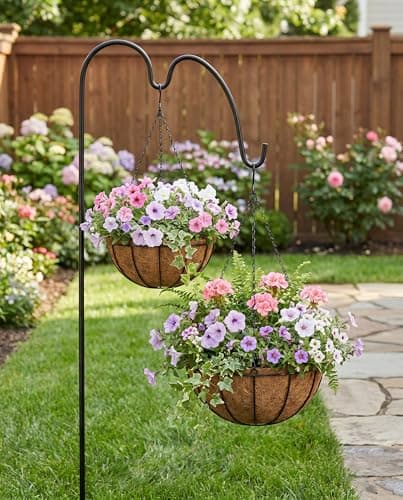 Kingbuy 8" Metal Hanging Basket for Small Succulents & Herbs – 5" Depth Rust-Resistant Wire with Coconut Liner & Chain for Kitchen Window, Balcony & Small Spaces - 2 Pack - Thumbnail 5