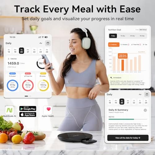 Ultrean Smart Food Scale with Nutritional Calculator, Kitchen Scale for Weight Loss, Food Weight Scale with App for Calorie & Macro Tracking, AI Scan, 33lb - Thumbnail 5