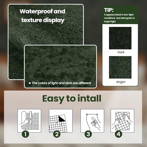 Abyssaly Dark Green Peel and Stick Wallpaper - 15.7" x 787.4" Modern Textured Embossed Wall Paper - Removable Self Adhesive Waterproof Contact Paper for Bathroom Bedroom Countertops Cabinet Home Decor - Thumbnail 3