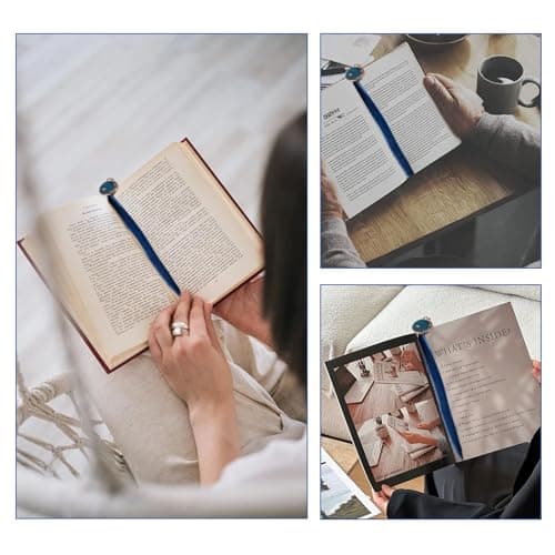 bibiage Velvet Bible Ribbon Bookmark, 5 Multi-Page Bible Bookmarks for Women & Men, 14 inch Ribbon Bookmark for Bible Study, Elegant Christian Gift with Moon Star Pendants, Blue - Thumbnail 5