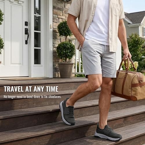 Coostar Slip On Shoes for Men Orthopedic Walking Shoe with Arch Support Hands Free Loafers Casual Dark Grey Size 9 - Thumbnail 2