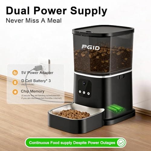 PGID Automatic Cat Feeder with 4K Camera,2.4G Auto Dog Feeder w Night Vision,Pet Feeder w2-Way Audio,Timed Cat Feeders for Dry Food,Dogs Food Dispenser w APP Control 5L - Thumbnail 6