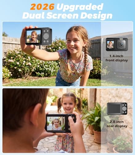 5K 80MP Digital Camera for Photography, Point and Shoot Vlogging Camera with Dual Screen, 18X Zoom & Auto Focus, Compact Camera for Kids Teens Beginners, IMX258 Sensor, Webcam Mode, Black - Thumbnail 4