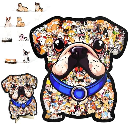 GAKICO 135pcs Wooden Jigsaw Puzzle: Colored Dog Shaped Wooden Puzzle Unique Animal Shape Jigsaw Puzzles, Artistic Home Decor, Mindful Challenge & Creative Gifts for GOG Lovers - Image 1