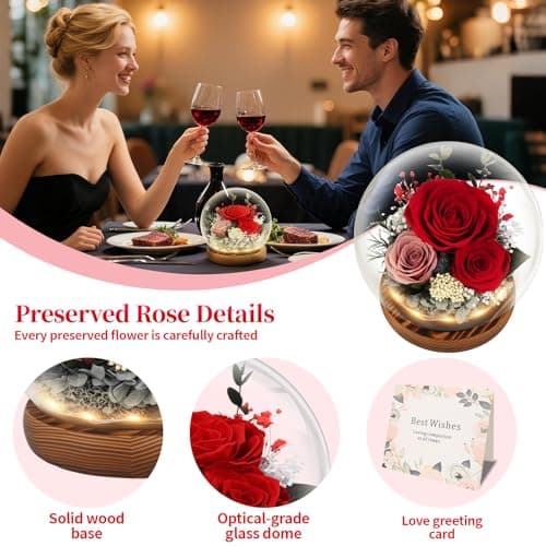 Preserved Flowers for Delivery Prime, Gifts for Mom Wife Grandma Girlfriend, Forever Flowers Gifts for Women, Real Eternal Rose for Birthday, Anniversary, Red - Thumbnail 6