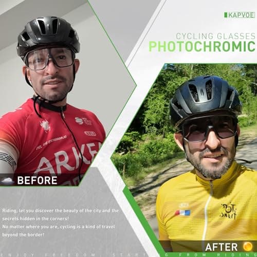 KAPVOE Photochromic Cycling Glasses Sports Sunglasses for Men Women Mountain Bike Sunglasses Clear MTB Bicycle Riding K62 - Thumbnail 2