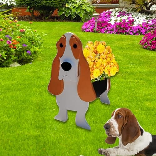 strolfay Basset Hound Dog Planter, Cute Animal Shaped Plant Pot, Large Dog Flower Pot, Gifts for Women & Pet Lovers, Indoor Outdoor Garden Home Office Decor, 9.84 x 10.24 x 15.75 Inches - Image 1
