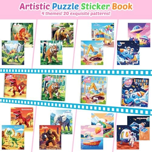 CutteeyFyry 4PCS Paint by Sticker Book for Kids Ages 4-8 - Sticker by Number Activity Books with Stories for Toddlers 2-4 | Travel Airplane Car Toys, Screen-Free Puzzle Gift for Girls Ages 3-5 4-6 6-8 - Thumbnail 2