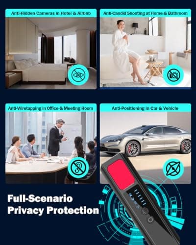 CountureMode Hidden Camera Detectors, 7-in-1 Anti Spy Camera Finder, Bug Detector for RF Signal, WiFi Scanner, GPS Tracker, Listening Device, Portable Privacy Protection for Hotel Office Car Travel - Thumbnail 4