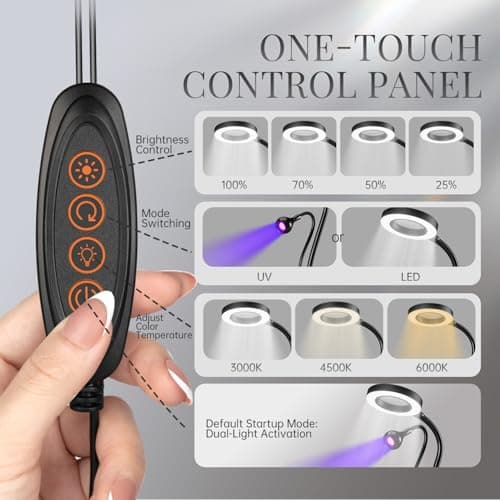 krofaue Dual Head UV Nail Lamp with 6X Magnifier, UV LED Flash Curing Light for Gel Polish, 3 Color Temps & Desk Clip for Home and Salon DIY - Thumbnail 5
