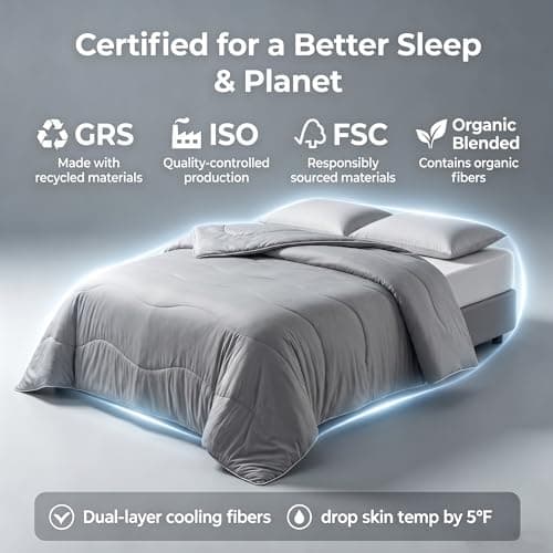 Cooling Comforter Queen, Cooling Blanket for Hot Sleepers & Night Sweats, Breathable Lightweight Comforter for Menopause & Summer, Dual Soft Cool-to-Touch, Oeko-TEX, Grey - Thumbnail 5