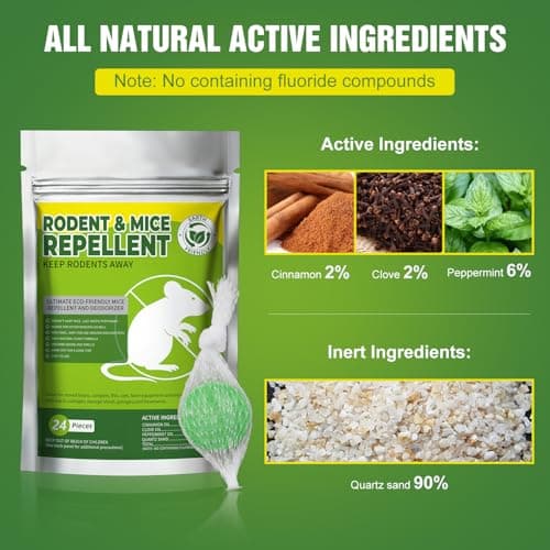 24PCS Mice Repellent Moth Balls Rodent Repeller, Natural Pest Control for Rats Squirrels Insects, Indoor Outdoor Mouse Deterrent, Pet & Family Safe Alternative to Traps & Poison - Thumbnail 2