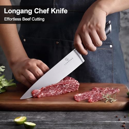 Longang 8 Inch Chef Knife - Full Tang High Carbon Stainless Steel Sharp Kitchen Knife with Bolster & Ergonomic Handle for Family & Restaurant, Packed with Gift Box - Thumbnail 2