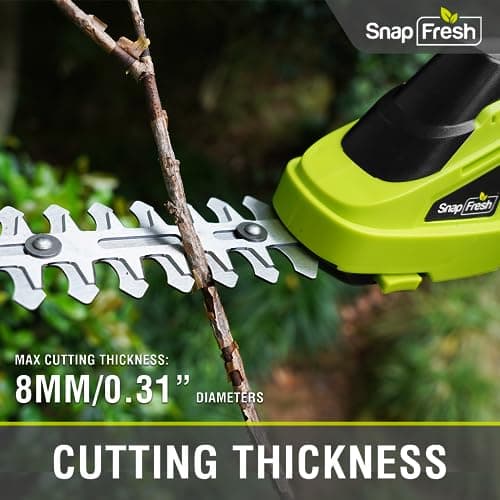 SnapFresh Cordless Grass Shear Bush Trimmer, 2 in 1 Handheld Hedge Trimmer, 7.2V Electric Grass Trimmers, Lightweight Shrubbery Trimmers Battery & Charger Included, Shrub Trimmer for Garden(Green) - Thumbnail 6