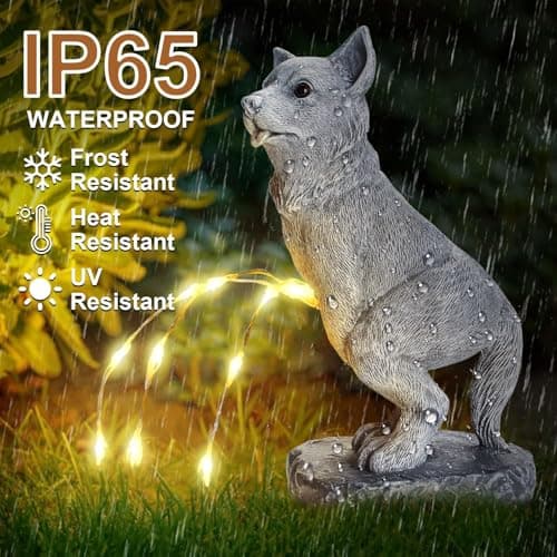 VOFSTAND Dog Statue Garden Statue with Solar LED Light - Thumbnail 4