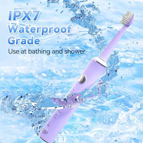 JTF Sonic Electric Toothbrush for Adults and Kids: 5 Modes for Sensitive Teeth & Braces - with 8 Brush Heads, 45-Day Runtime & Smart Timer, Portable Rechargeable Toothbrush for Travel, Home & School - Thumbnail 5