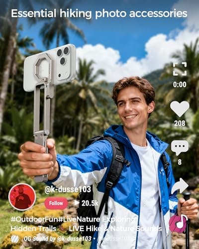 LULULOOK Rugged Magnetic Phone Tripod Stand for iPhone/Pixel 10 - Portable Strong Magnetic Phone Holder for Magsafe - Tripod Mount for iPhone 13/14/15/16/17 Pro Max & Air (Titanium) - Thumbnail 4