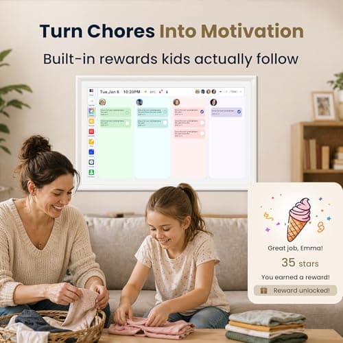 21.5-Inch Smart Digital Calendar & Photo Frame for Family, Large Wall Planner with Auto-Sync to Apple, Google & Outlook, Touchscreen Display with Chore Chart, To-Do Lists & Meal Planner, No Subscription, White Frame - Thumbnail 5