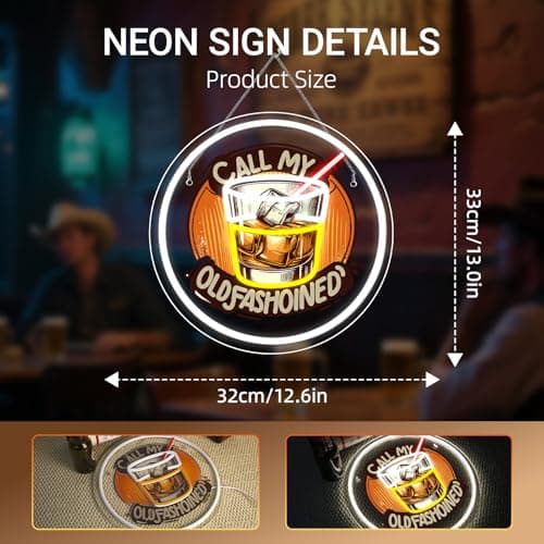 FAXFSIGN Call My Old Fasion Neon Sign Wine LED Neon Signs for Wall Decor Night Lights Music Bar Lamp for Home Led Light for Wine Tasting Club Gift for Party Decorations - Thumbnail 5