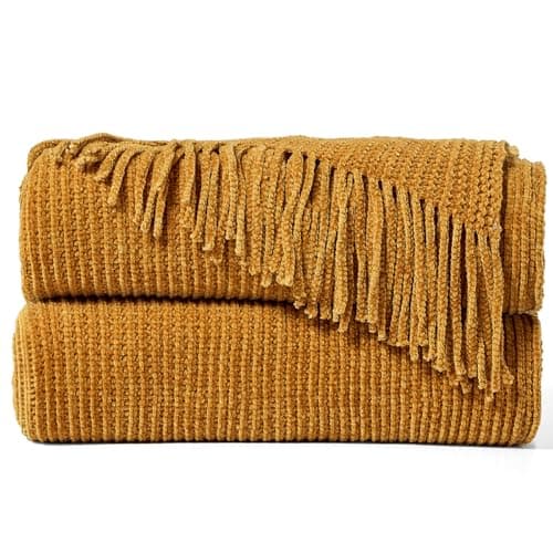 inhand Brown Throw Blanket for Couch Bed,Fall Home Decorative Soft Chunky Chenille Woven Blankets with Tassels,Lightweight Cozy Boho Farmhouse Warm Winter Gifts for Women,50"x60",Medium Thick - Image 1