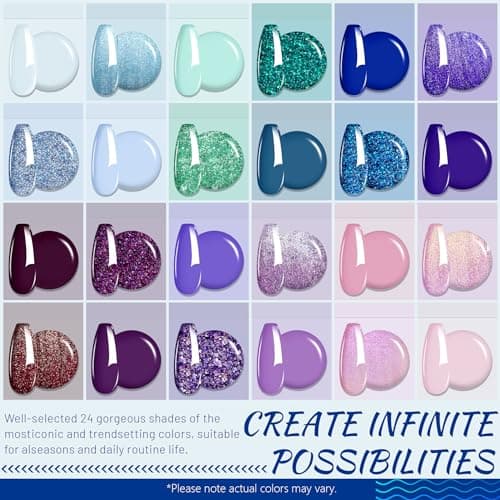 ABAC Solid Gel Nail Polish,Ombre Gel Nail Polish,Pat Paint Nail Gel-24 Colors Blue Pink Purple Shimmer Hema Free Gel Polish w/Pro Brush Soak Off LED Gift for Women - Thumbnail 3