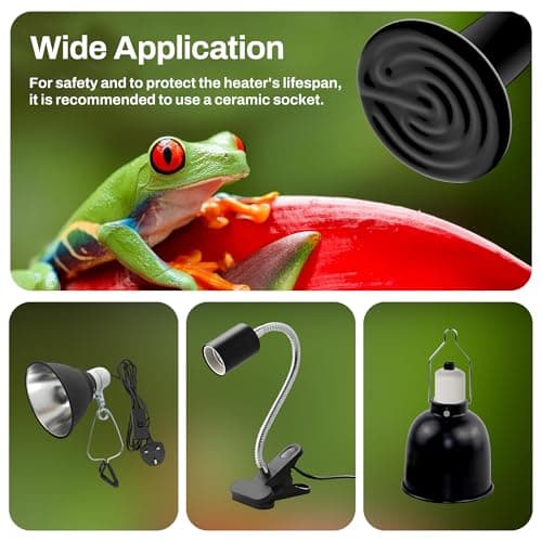 BN-LINK 150W Reptile Heat Lamp 2-Pack, Ceramic Heat Emitter Bulbs, No Light Heat Lamp for Reptiles, Chickens, Lizard, Turtle, Snake - Thumbnail 6