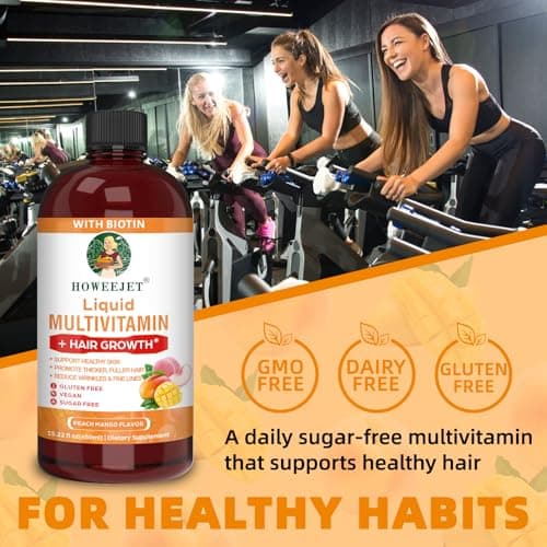 Liquid Multivitamin for Hair Growth | Biotin 10000mcg | Hair & Skin Support Supplement | Clinically Tested for Thicker Hair & Skin Elasticity | Suitable for Women & Men, Ages 18+ | 15.22 Fl Oz (1) - Thumbnail 6