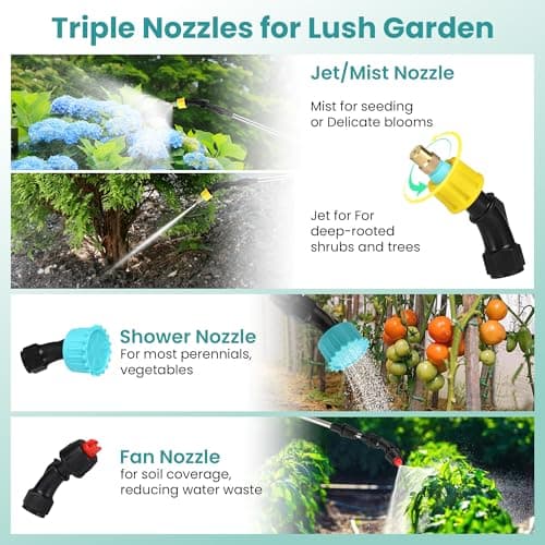 Electric Garden Sprayer 1.6 Gallon - Battery Powered Weed Sprayer Wtih 3 Nozzles, Backpack Sprayer in Lawn and Garden, Pump Sprayer for Gardening, Watering & Spring Planting - Thumbnail 6