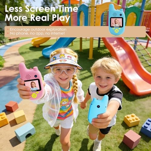 Video Walkie Talkies for Kids, Toys for 3–12 Year, Dual Camera, Rechargeable 2-Way Radio Toy, Send Photos & E-mojis, 1000ft Long Range for Indoor Outdoor, Camping, Hiking, Kids Games - Thumbnail 2